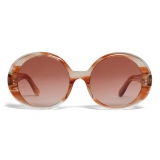 Céline - Round Sunglasses in Acetate - Striped Orange Havana - Sunglasses - Céline Eyewear