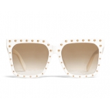 Céline - Oversized Sunglasses in Acetate - White Gold - Sunglasses - Céline Eyewear