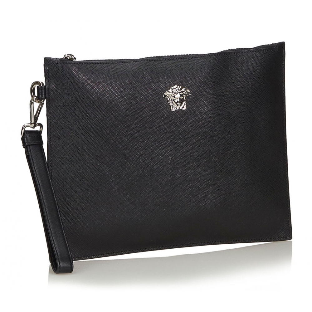 Versace Vintage - Medusa Clutch Bag - Black - Leather Handbag - Luxury ...