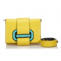 Prada Vintage - Leather Plex Ribbon Geometric Flap Bag - Gialla - Borsa in Pelle - Alta Qualità Luxury