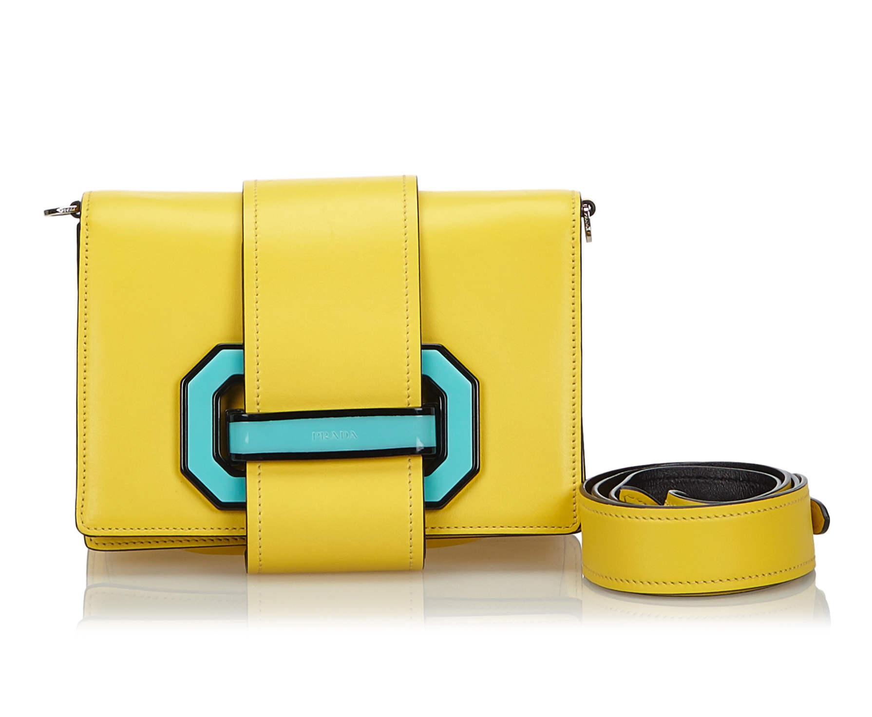Prada Vintage - Leather Plex Ribbon Geometric Flap Bag - Yellow - Leather  Handbag - Luxury High Quality - Avvenice