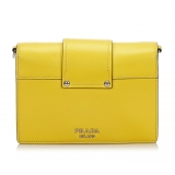 Prada Vintage - Leather Plex Ribbon Geometric Flap Bag - Yellow - Leather Handbag - Luxury High Quality
