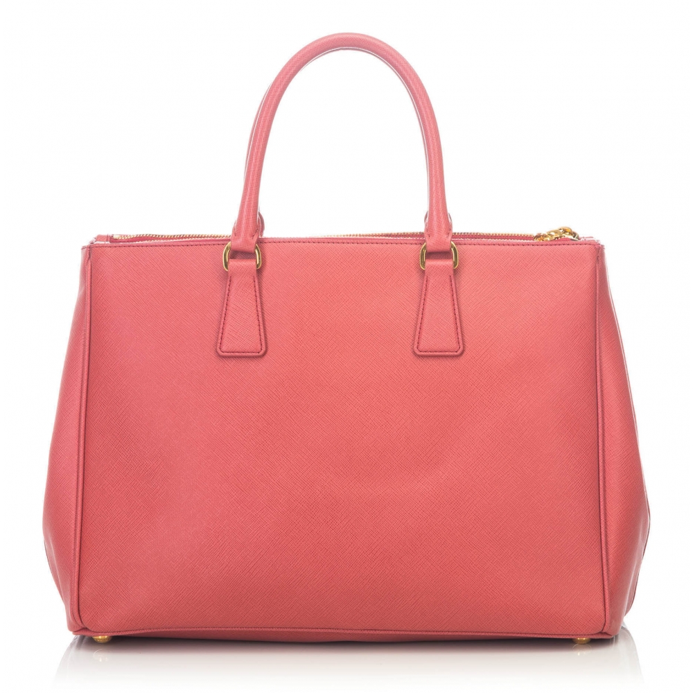 Prada Vintage - Large Saffiano Lux Galleria Double Zip Tote Bag - Pink ...