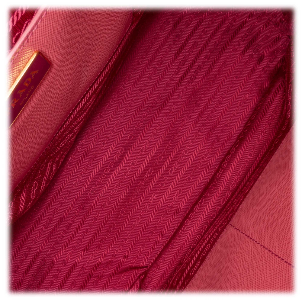 Prada Pink Saffiano Lux Galleria Double Zip Mini Leather Pony