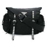 Prada Vintage - Studded Nylon Shoulder Bag - Nero - Borsa in Pelle - Alta Qualità Luxury