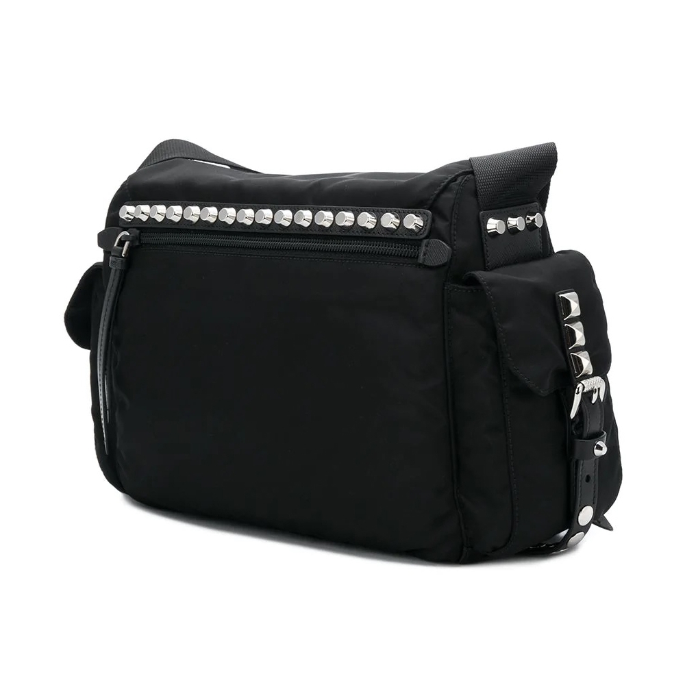 Prada Vintage - Studded Nylon Shoulder Bag - Black - Leather Handbag - Luxury High Quality ...