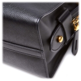 Prada Vintage - Saffiano Leather Esplanade Tote Bag - Nero - Borsa in Pelle - Alta Qualità Luxury