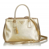 Prada Vintage - Leather Saffiano Galleria Handbag Bag - Gold - Leather Handbag - Luxury High Quality