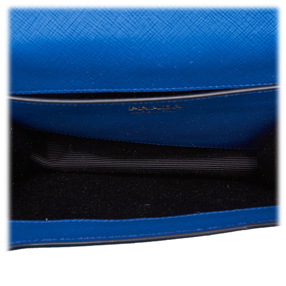 Prada Vintage - Saffiano Leather Crossbody Bag - Blue - Leather