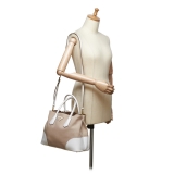Prada Vintage - Canvas Double Cuir Satchel Bag - Brown Beige - Leather Handbag - Luxury High Quality