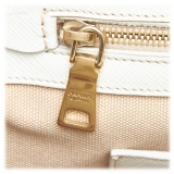 Prada Vintage - Saffiano Trimmed Canvas Handbag Bag - Brown Beige - Leather Handbag - Luxury High Quality