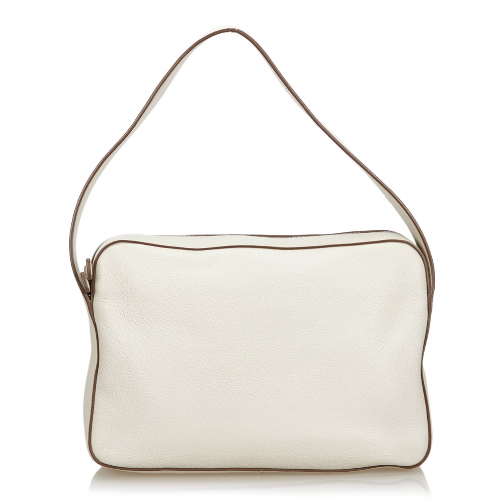 Prada Vintage - Vitello Daino Shoulder Bag - White - Leather Handbag ...