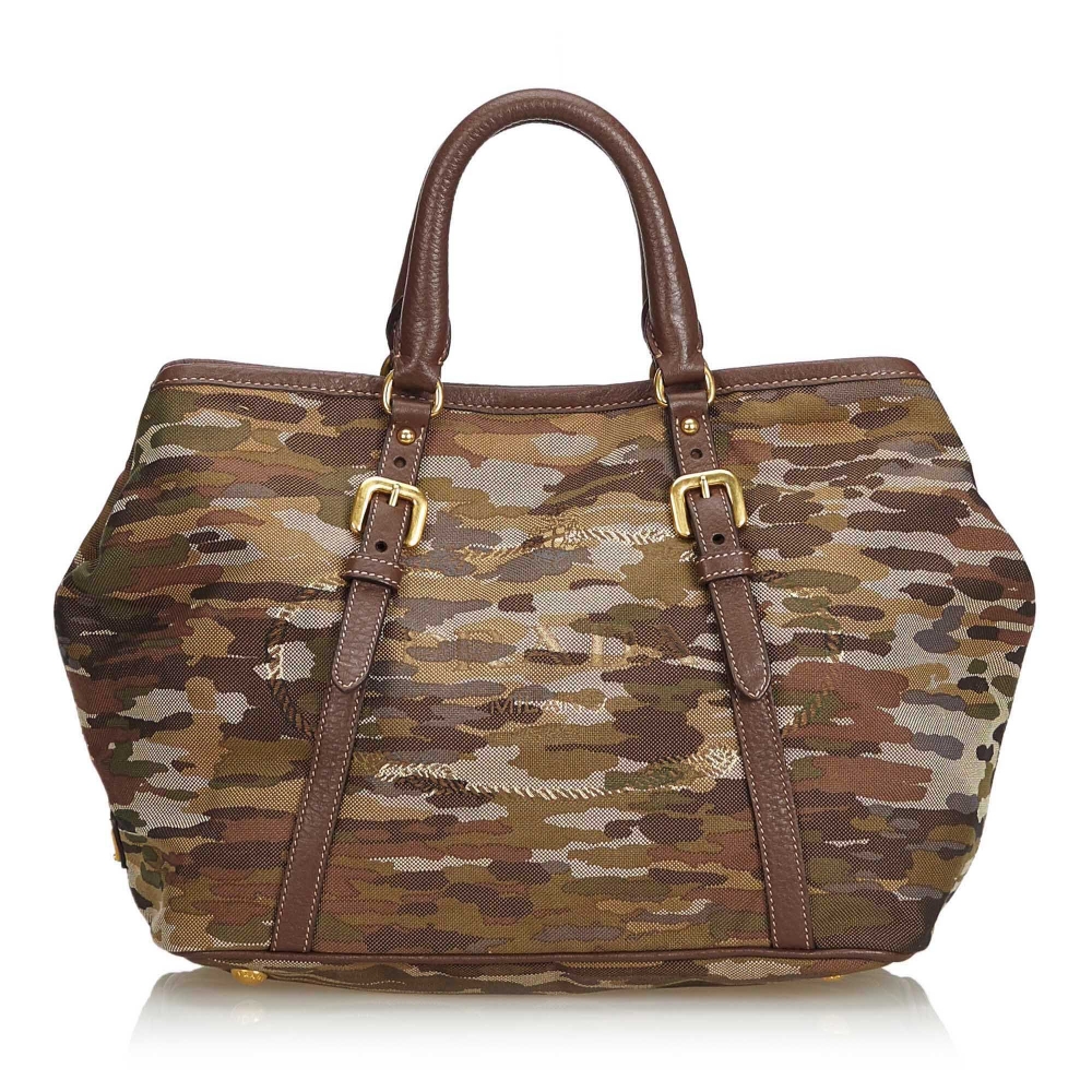 Vintage Louis Vuitton Brown Leather and Printed Canvas Designer Handbag or Purse
