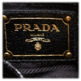 Prada Vintage - Studded Leather Craquele Satchel Bag - Nero Bordeaux Rosso - Borsa in Pelle - Alta Qualità Luxury