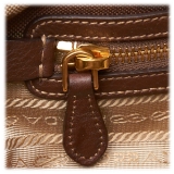 Prada Vintage - Logo Canvas Satchel Bag - Brown Beige - Leather Handbag - Luxury High Quality