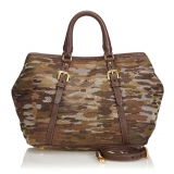 Prada Vintage - Logo Canvas Satchel Bag - Brown Beige - Leather Handbag - Luxury High Quality