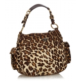 Prada Vintage - Leopard Print Pony Hair Shoulder Bag - Brown - Leather Handbag - Luxury High Quality