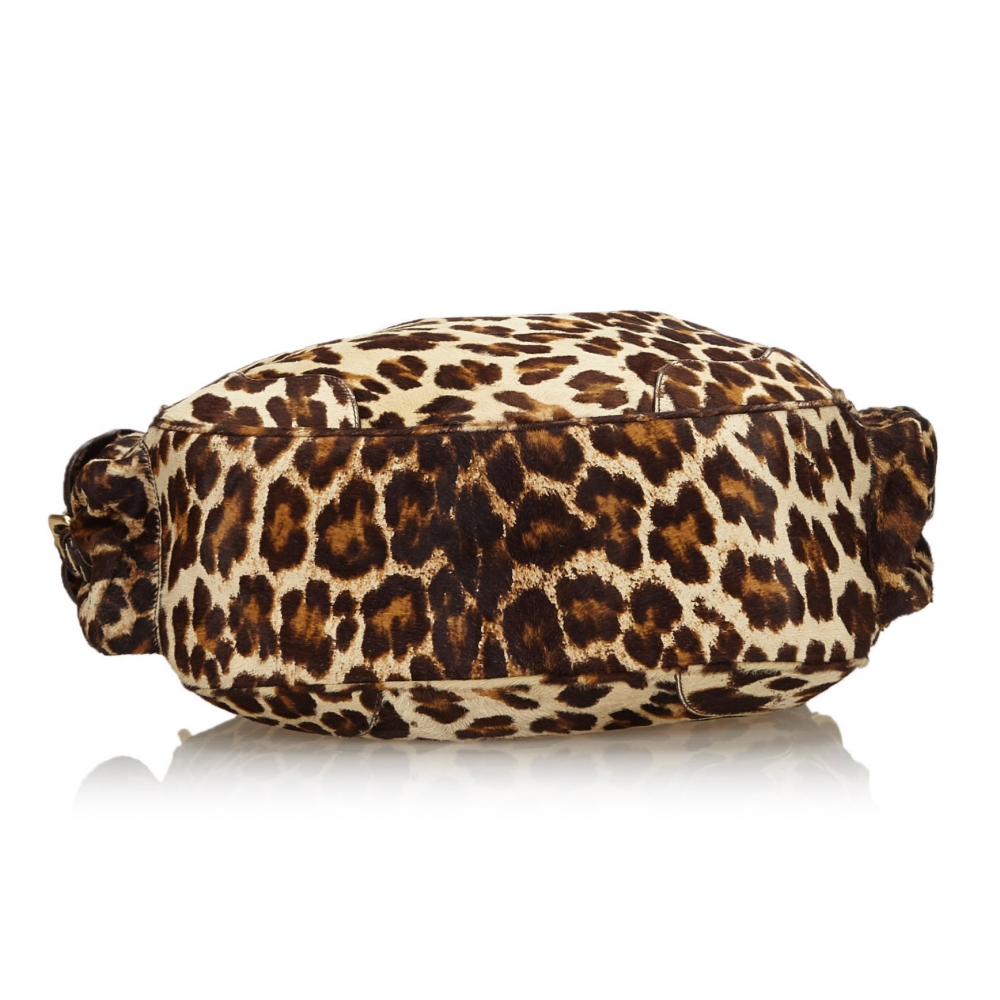 Prada Brown Leopard Print Fur Chain Shoulder Bag Multiple colors Pony hair  ref.198970 - Joli Closet