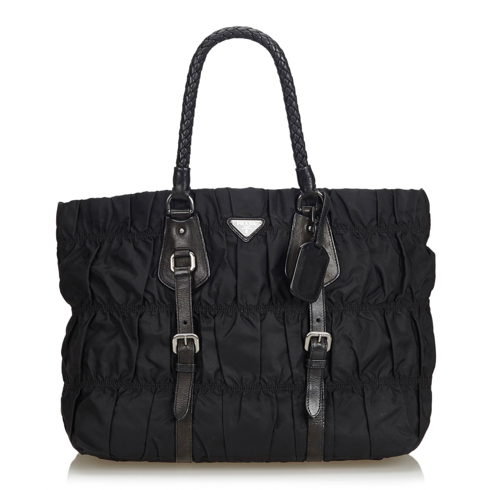Black Quilted Patent Embellished Everyday Tote Bag 