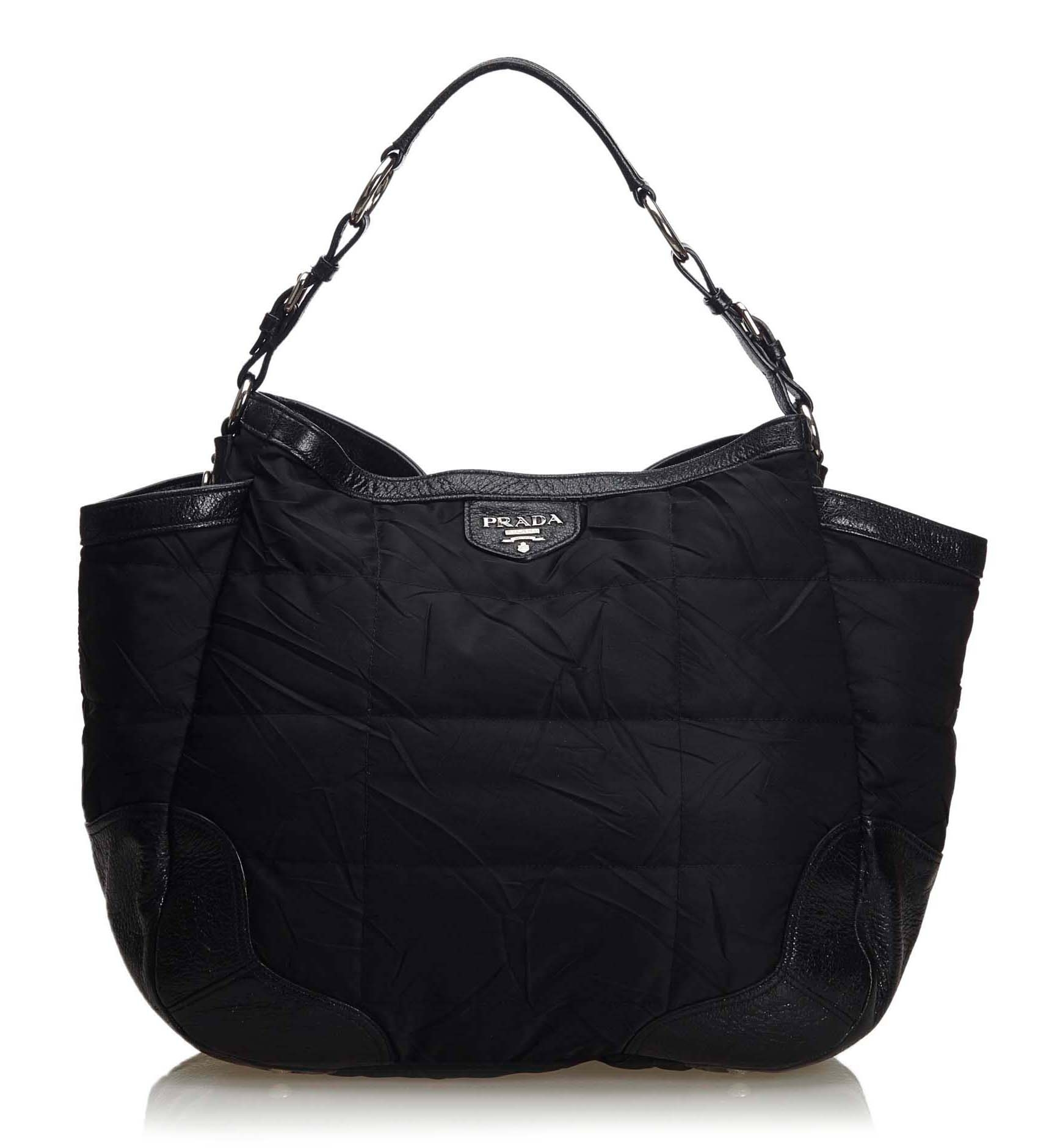 Prada Vintage - Quilted Nylon Tote Bag - Black - Leather Handbag