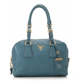 Prada Vintage - Vitello Daino Handbag Bag - Blue - Leather Handbag - Luxury High Quality