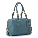 Prada Vintage - Vitello Daino Handbag Bag - Blue - Leather Handbag - Luxury High Quality