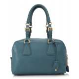 Prada Vintage - Vitello Daino Handbag Bag - Blue - Leather Handbag - Luxury High Quality