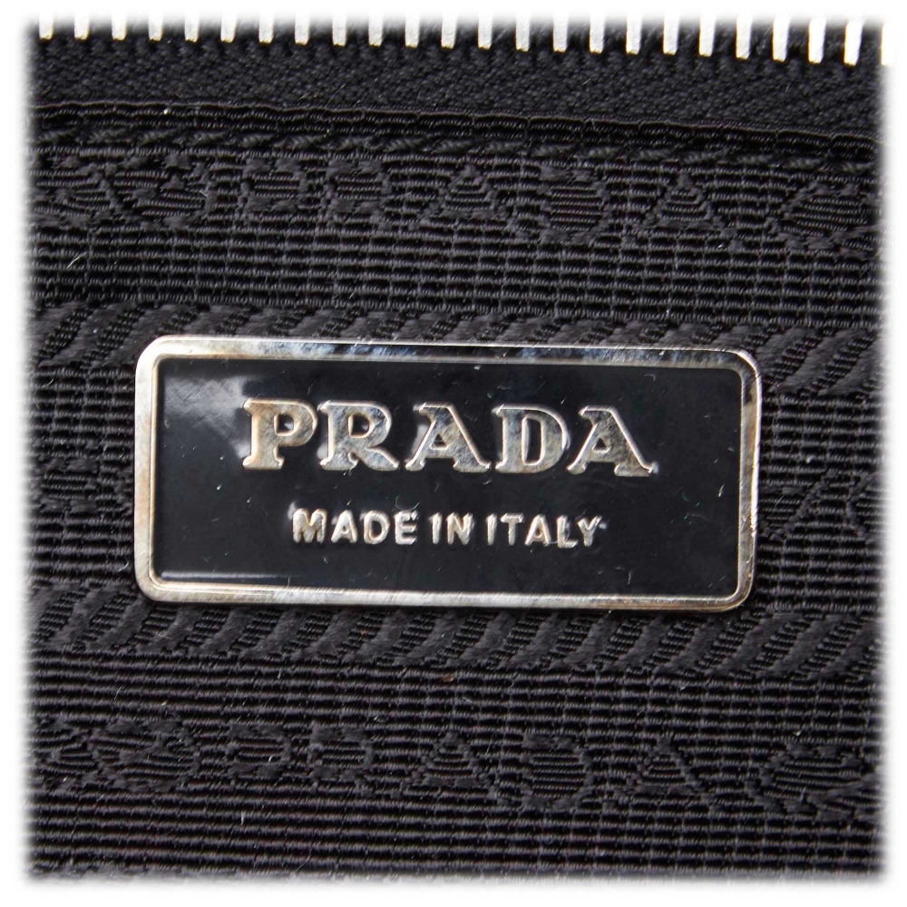 Prada Vintage - Embossed Leather Handbag Bag - Black - Leather Handbag ...