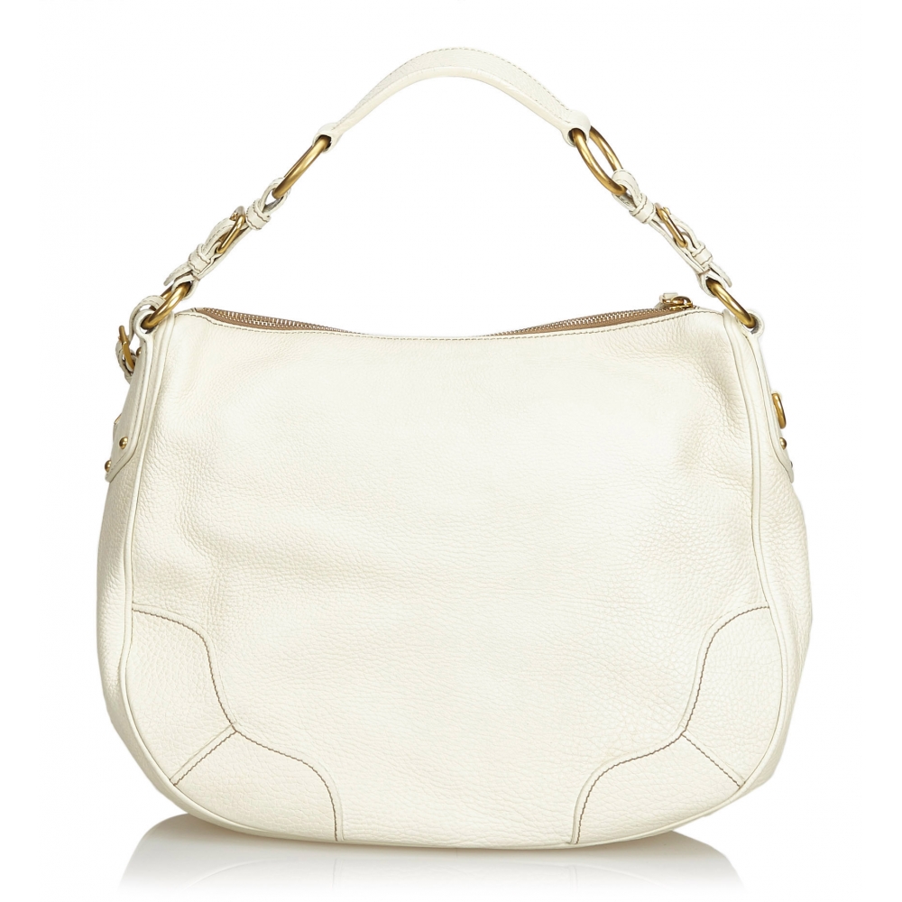 Prada Vintage - Nylon Shoulder Bag - White - Leather Handbag - Luxury High Quality - Avvenice