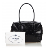 Prada Vintage - Embossed Leather Handbag Bag - Black - Leather Handbag - Luxury High Quality
