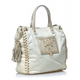 Prada Vintage - Nylon Tote Bag - White Ivory - Leather Handbag - Luxury High Quality