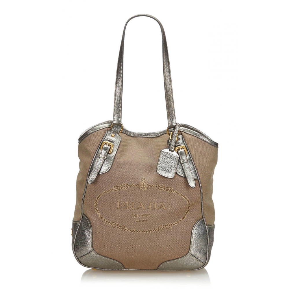 Prada Vintage - Canapa Canvas Tote Bag - Brown Beige - Leather Handbag -  Luxury High Quality - Avvenice
