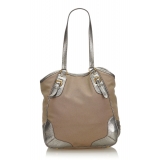 Prada Vintage - Canapa Canvas Tote Bag - Brown Beige - Leather Handbag - Luxury High Quality