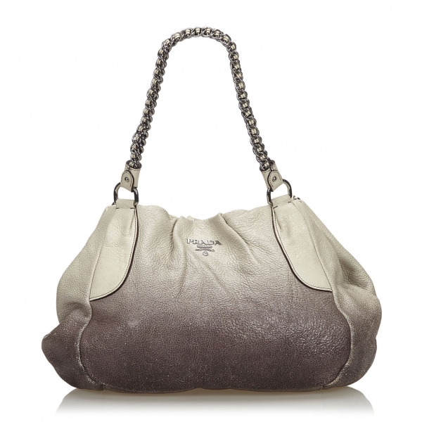 Prada Vintage - Leather Chain Shoulder Bag - Brown - Leather Handbag ...