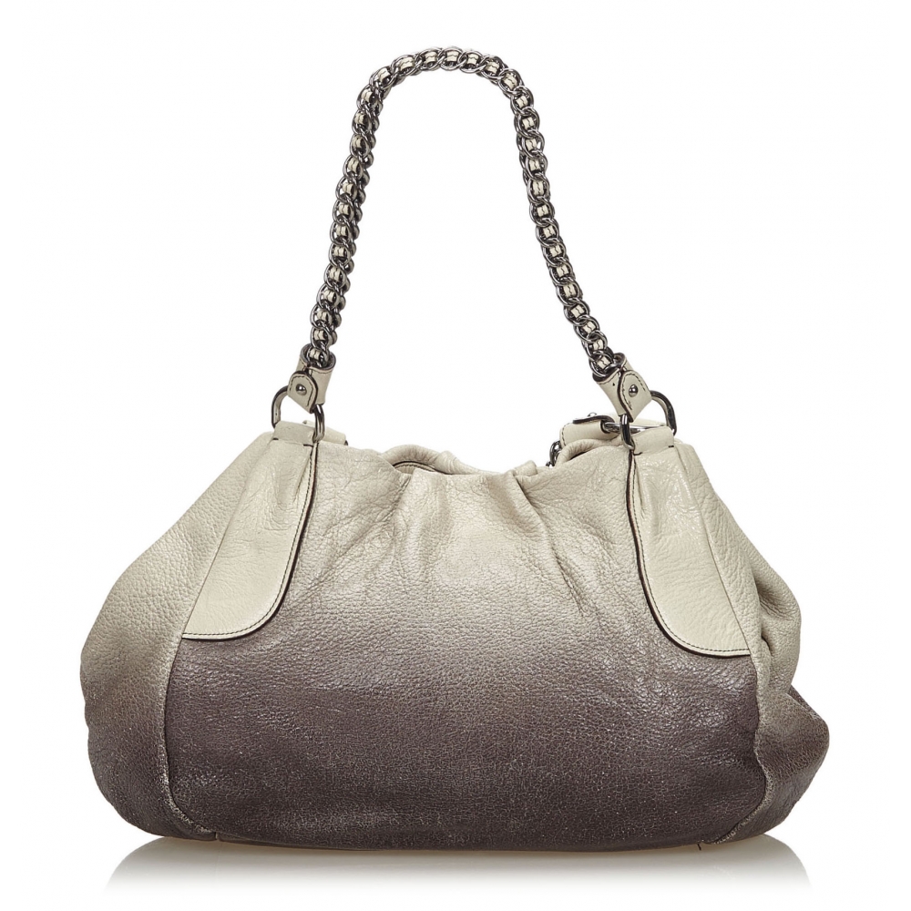 Prada, Bags, Prada Cervo Lux Black Large Chain Shopping Tote Bag