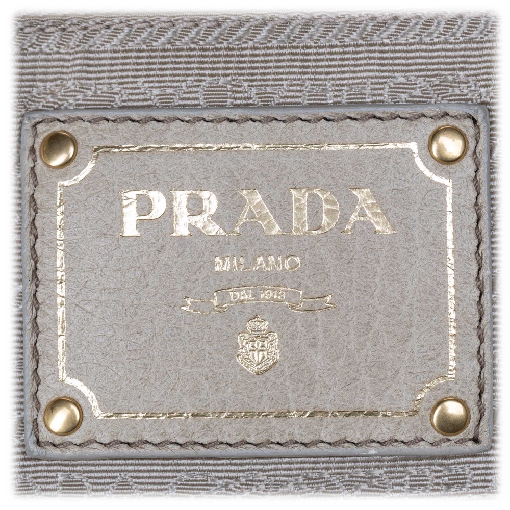 Rare Authentic Vintage Unisex PRADA Gray and White Weekender Nylon