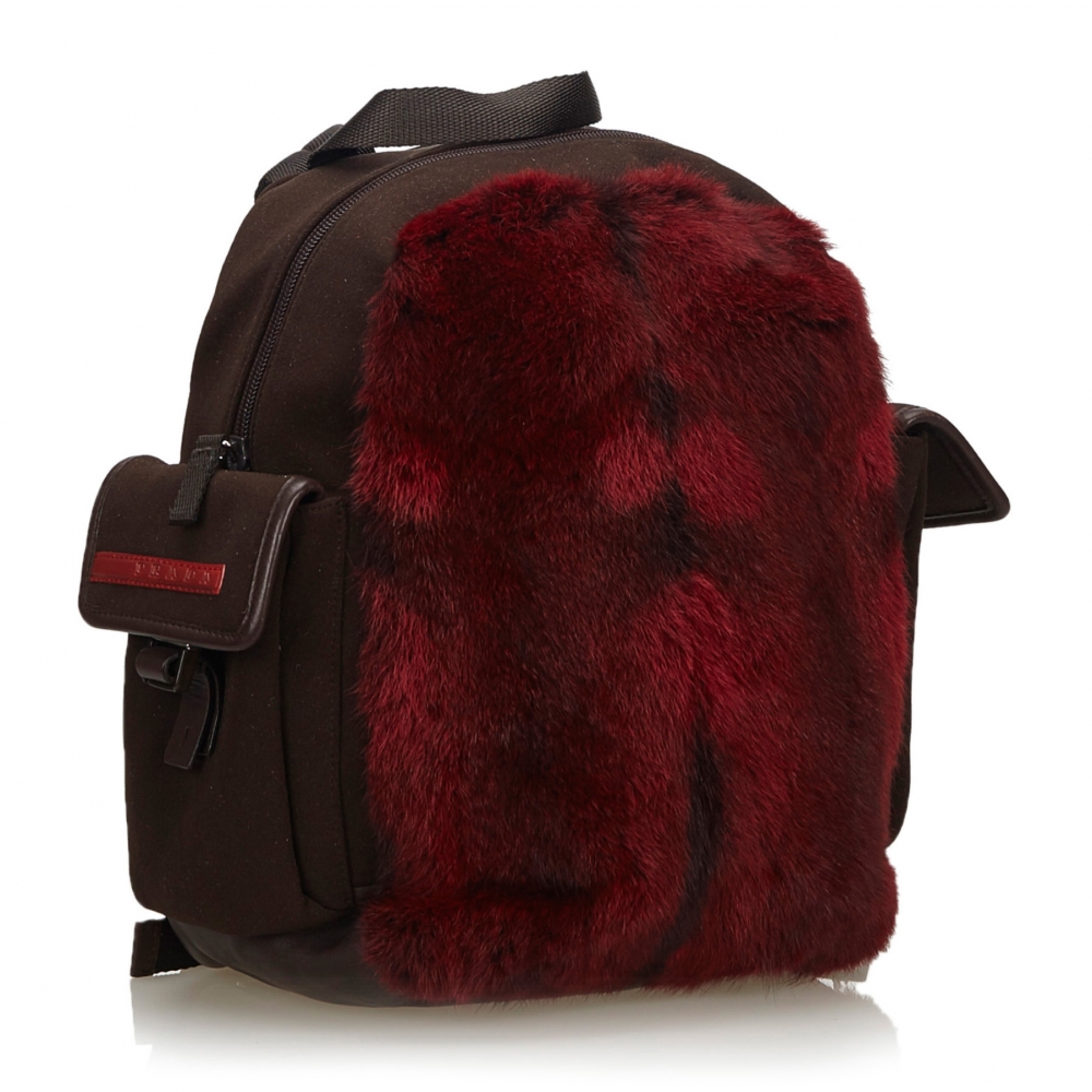 Prada Vintage - Fur Backpack - Red - Leather Backpack - Luxury 