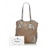 Prada Vintage - Canapa Canvas Tote Bag - Brown Beige - Leather Handbag - Luxury High Quality