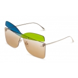 Fendi - Karligraphy - Butterfly Sunglasses - Gold Blue Green - Sunglasses - Fendi Eyewear
