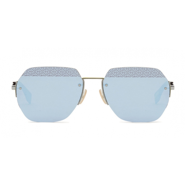 Fendi - FF- Rectangular Minimal Sunglasses - Ruthenium - Sunglasses - Fendi Eyewear