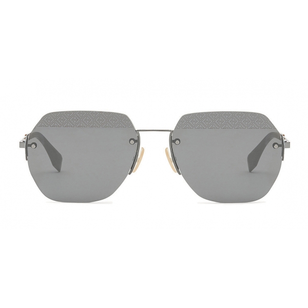 Fendi - FF - Occhiali da Sole Rettangolare Minimal - Rutenio Nero - Occhiali da Sole - Fendi Eyewear