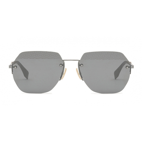 Fendi - FF- Rectangular Minimal Sunglasses - Ruthenium Black - Sunglasses - Fendi Eyewear