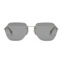 Fendi - FF- Rectangular Minimal Sunglasses - Ruthenium Black - Sunglasses - Fendi Eyewear