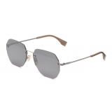 Fendi - FF- Rectangular Minimal Sunglasses - Ruthenium Black - Sunglasses - Fendi Eyewear