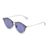 Fendi - FF - Occhiali da Sole Rotondi - Blu Oro - Occhiali da Sole - Fendi Eyewear