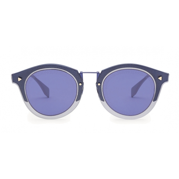 Fendi - FF - Occhiali da Sole Rotondi - Blu Oro - Occhiali da Sole - Fendi Eyewear