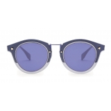 Fendi - FF - Occhiali da Sole Rotondi - Blu Oro - Occhiali da Sole - Fendi Eyewear