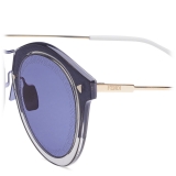 Fendi - FF - Occhiali da Sole Rotondi - Blu Oro - Occhiali da Sole - Fendi Eyewear