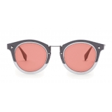 Fendi - FF - Occhiali da Sole Rotondi - Grigio Scuro Rutenio - Occhiali da Sole - Fendi Eyewear