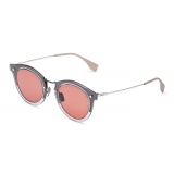 Fendi - FF - Occhiali da Sole Rotondi - Grigio Scuro Rutenio - Occhiali da Sole - Fendi Eyewear